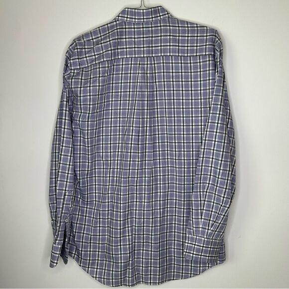 Peter Millar Blue - White - Gray Plaid Long Sleeve Shirt in Size Large - Picture 3 of 5